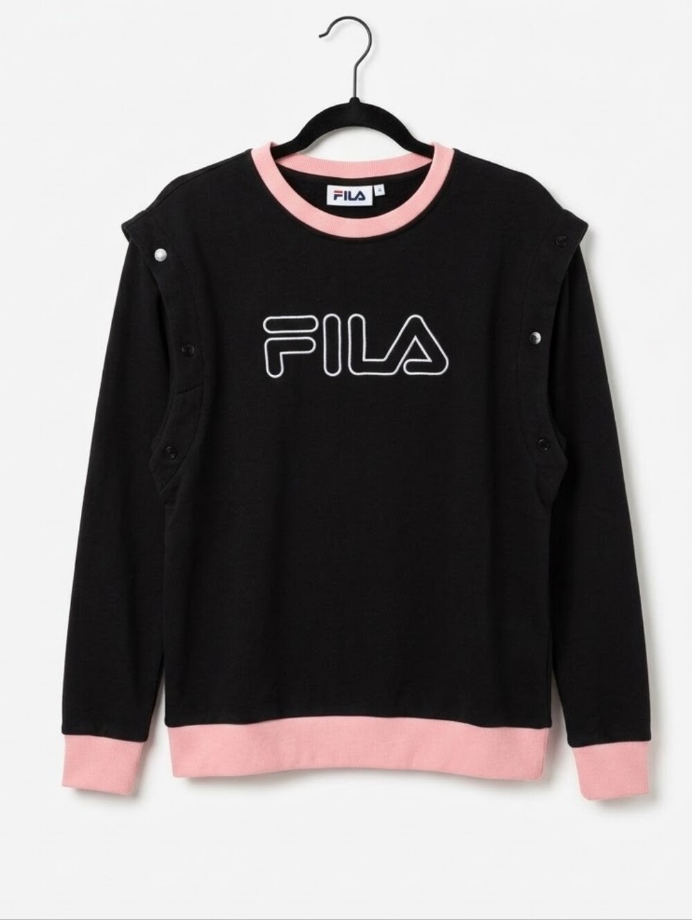 Fila Nuria Convertible Sweatshirt In Black And Pink Size XL